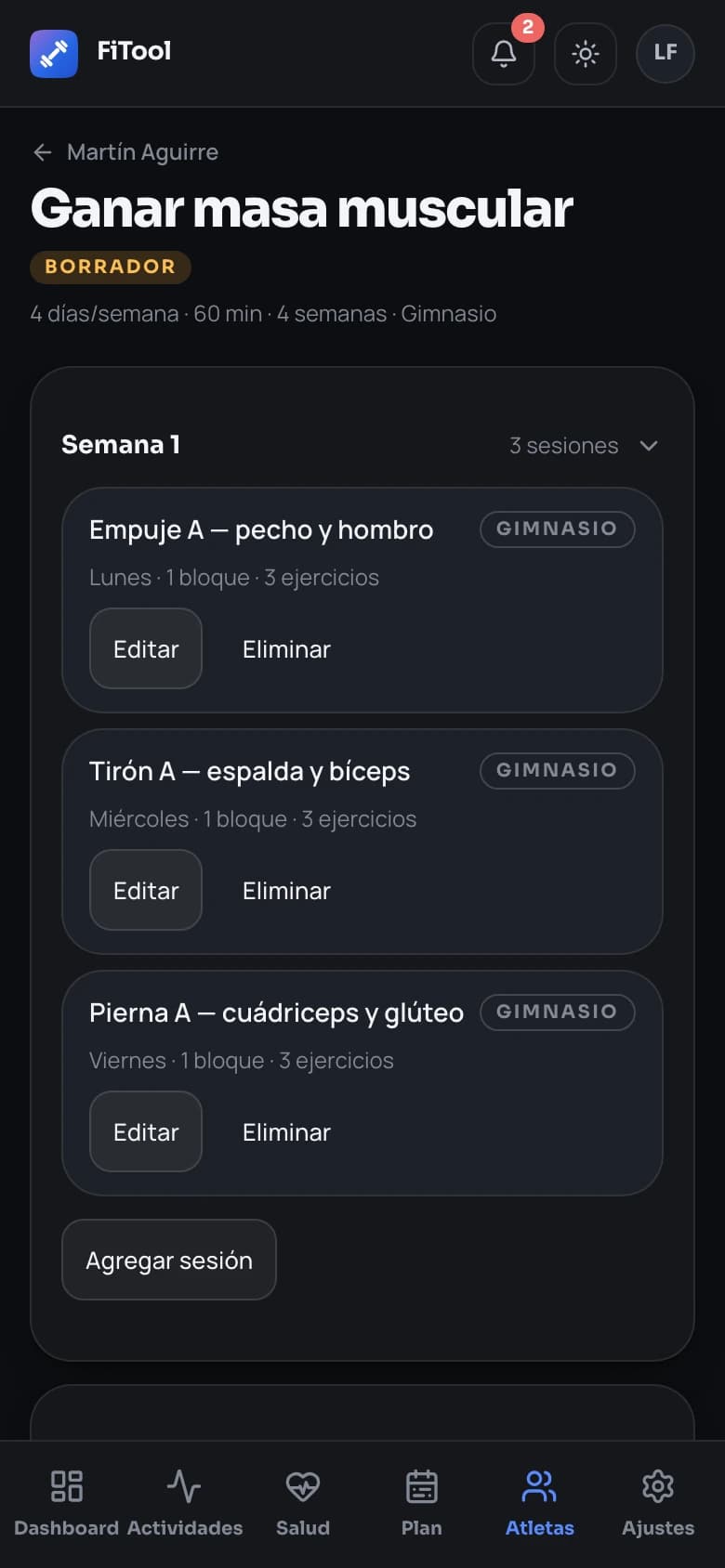 Diseña el bloque sin empezar de cero en FiTool Coach