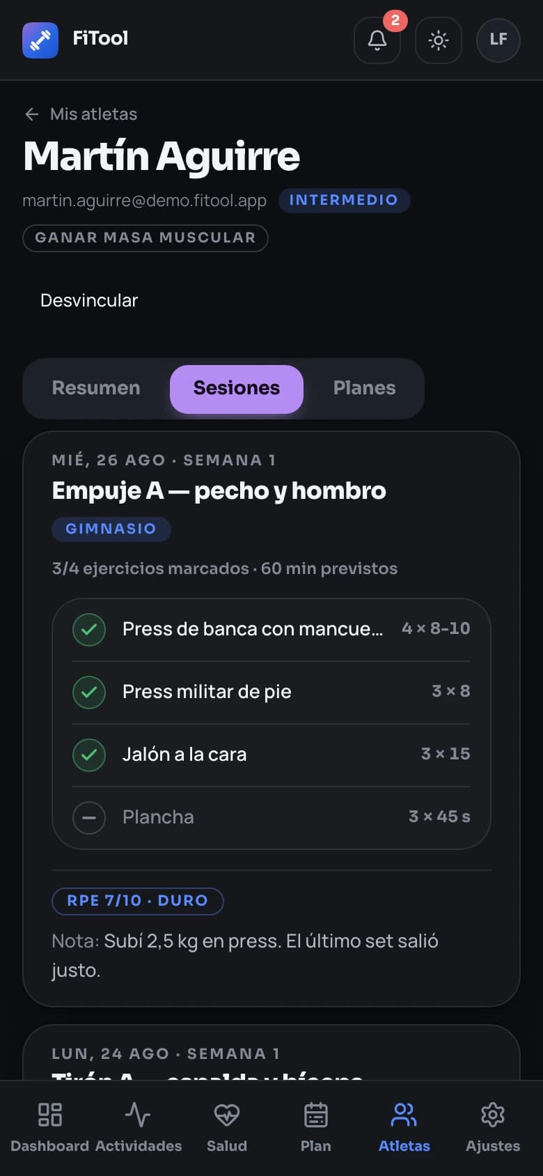 Mira lo que realmente ocurrió en FiTool Coach