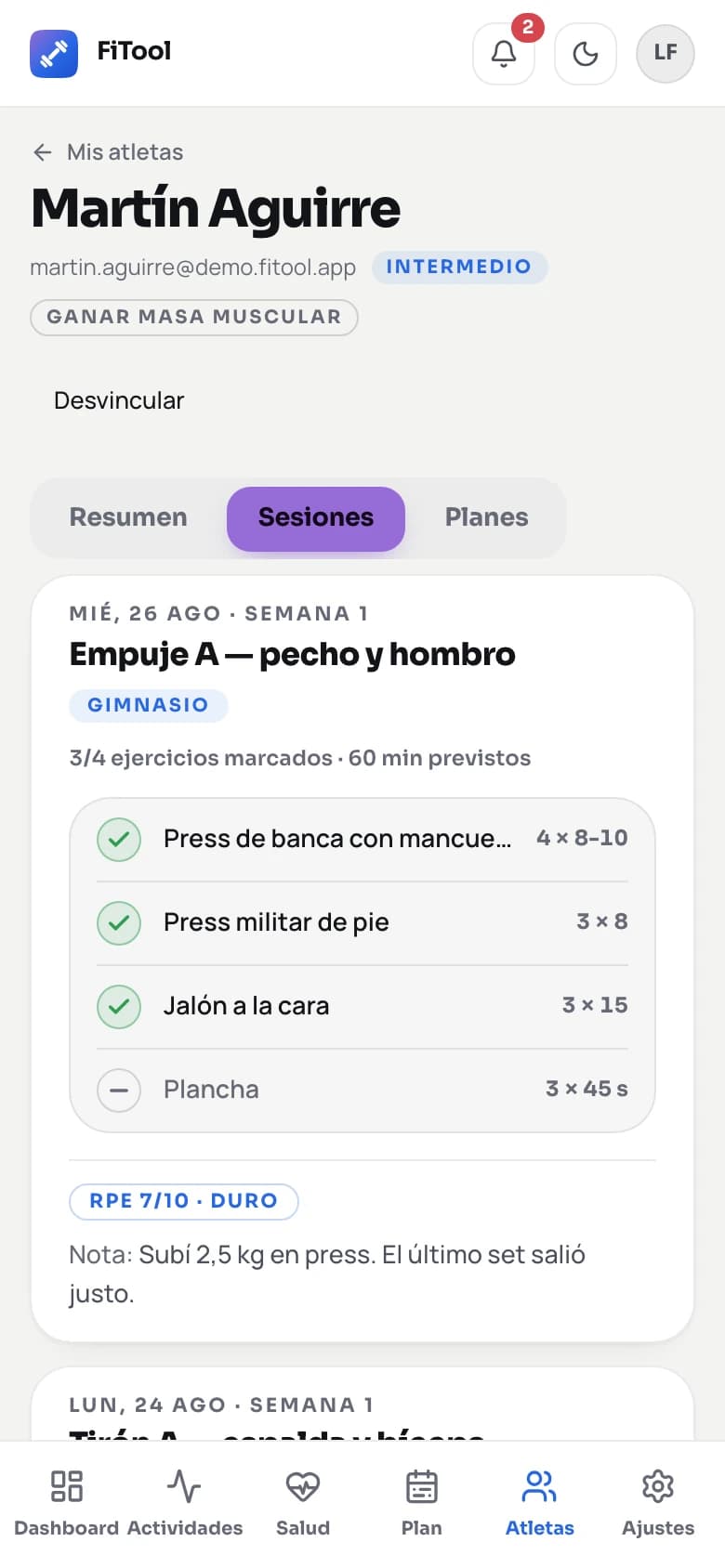Mira lo que realmente ocurrió en FiTool Coach